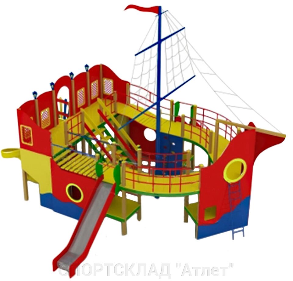 Детский комплекс Пираты (высота горок 1,5 м; 13*8,0*9,6 м) від компанії СПОРТСКЛАД "Атлет" - фото 1