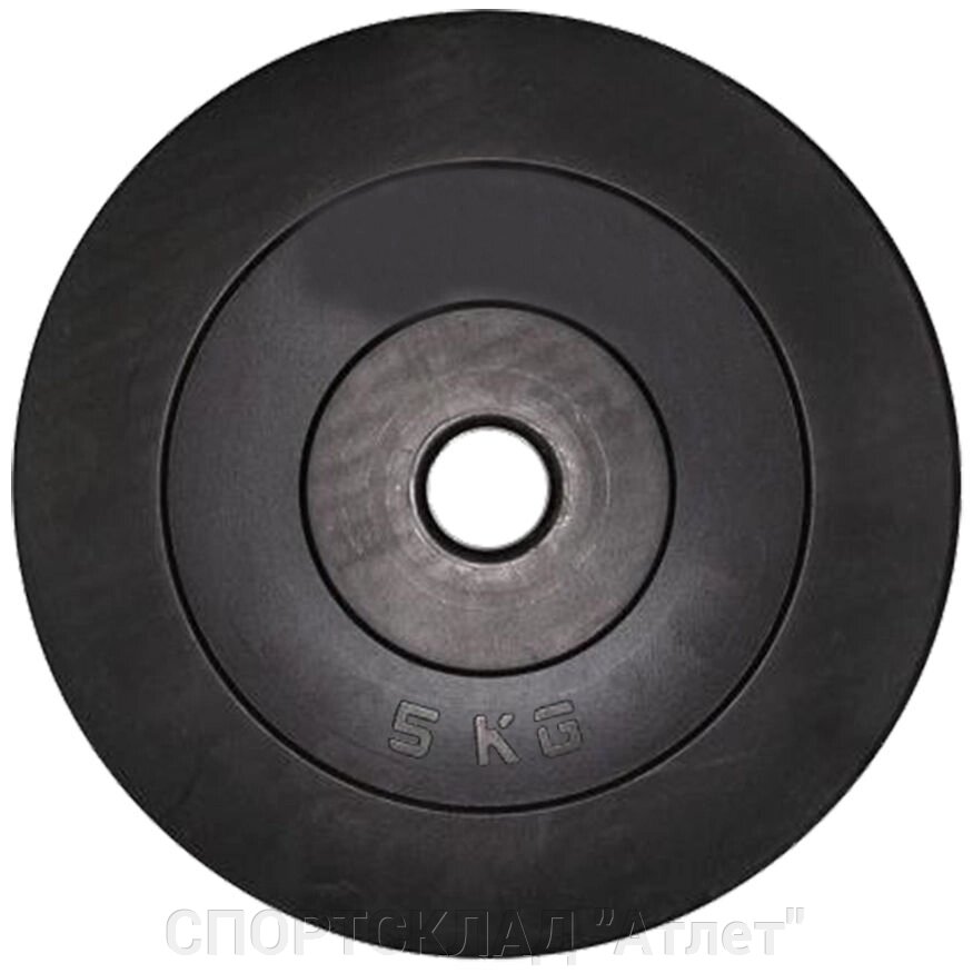 Диск композитний в пластиковій оболонці 5 кг (Ø 30 мм) від компанії СПОРТСКЛАД "Атлет" - фото 1