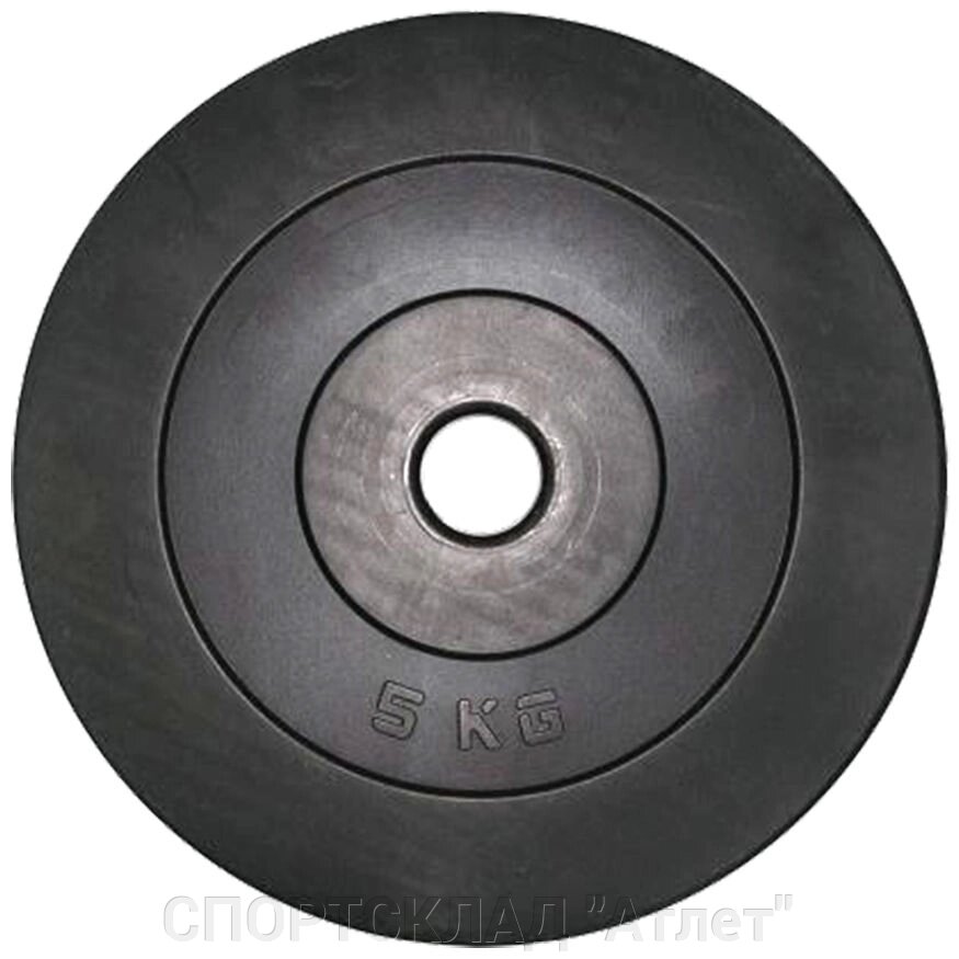 Диск композитний в пластиковій оболонці 5 кг (Ø 51 мм) від компанії СПОРТСКЛАД "Атлет" - фото 1