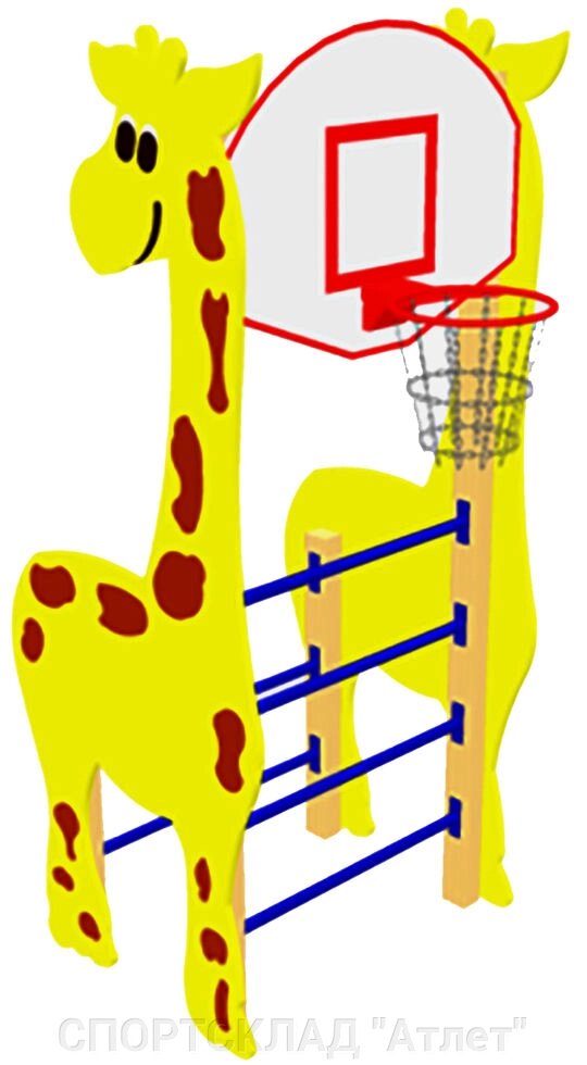 Дитяча стінка з баскетбольним кільцем "Жираф" від компанії СПОРТСКЛАД "Атлет" - фото 1