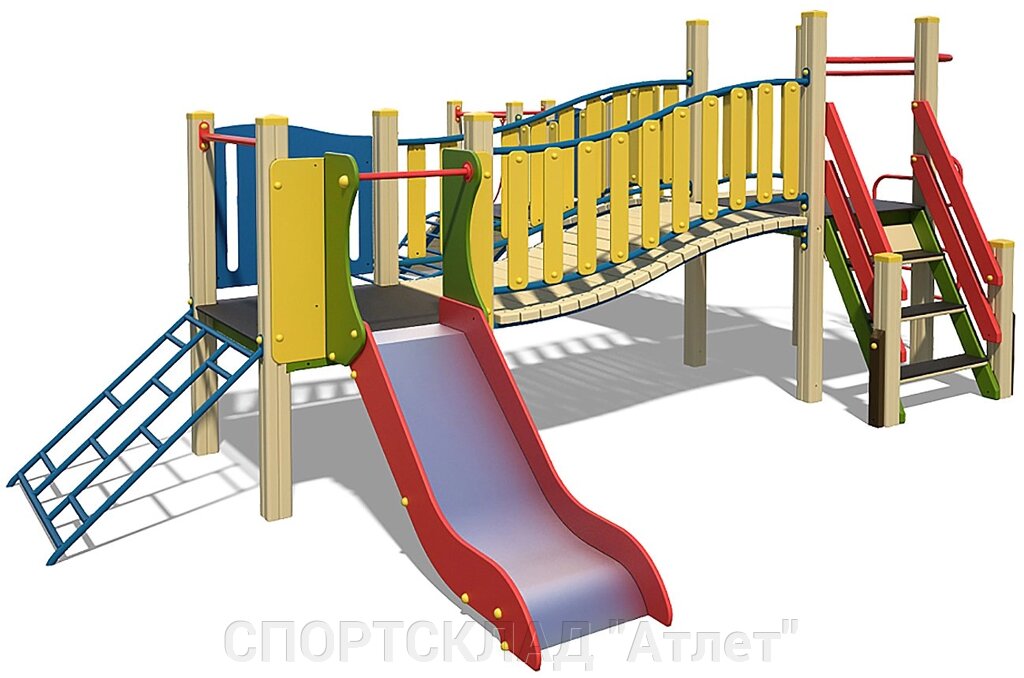 Дитячий ігровий комплекс "Хвиля" (висота гірки 0,9 м, 6,3 * 5,1 * 2,0 м) від компанії СПОРТСКЛАД "Атлет" - фото 1