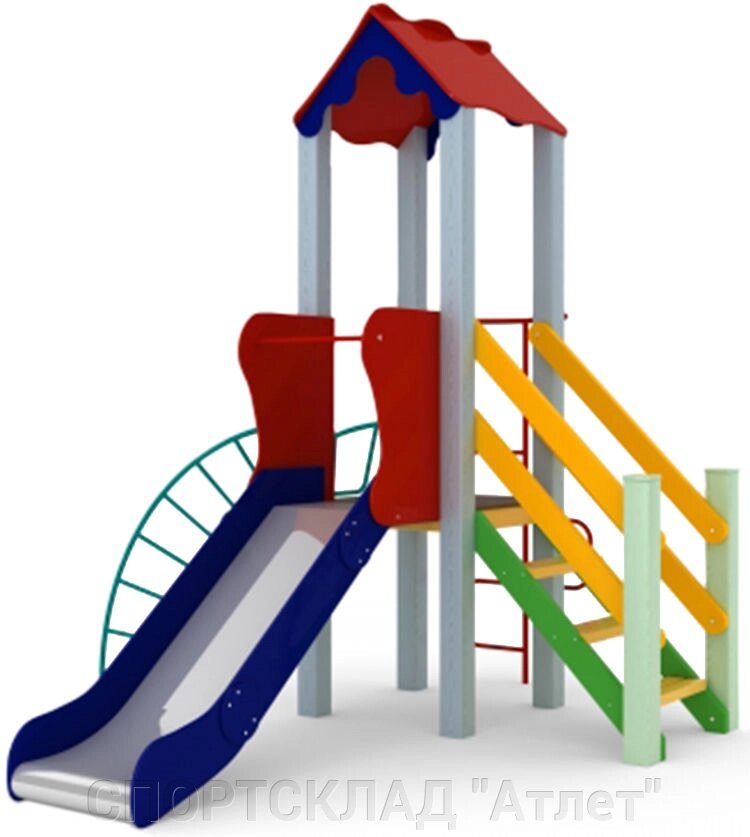 Дитячий комплекс Півник (висота гірки 0,9 м 3,4 * 3,0 * 2,8) від компанії СПОРТСКЛАД "Атлет" - фото 1