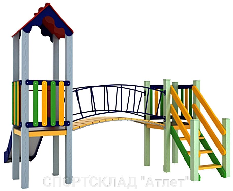 Дитячий комплекс Сонечко (висота гірки 0,9 м; 3,2 * 2,7 * 2,8 м) від компанії СПОРТСКЛАД "Атлет" - фото 1