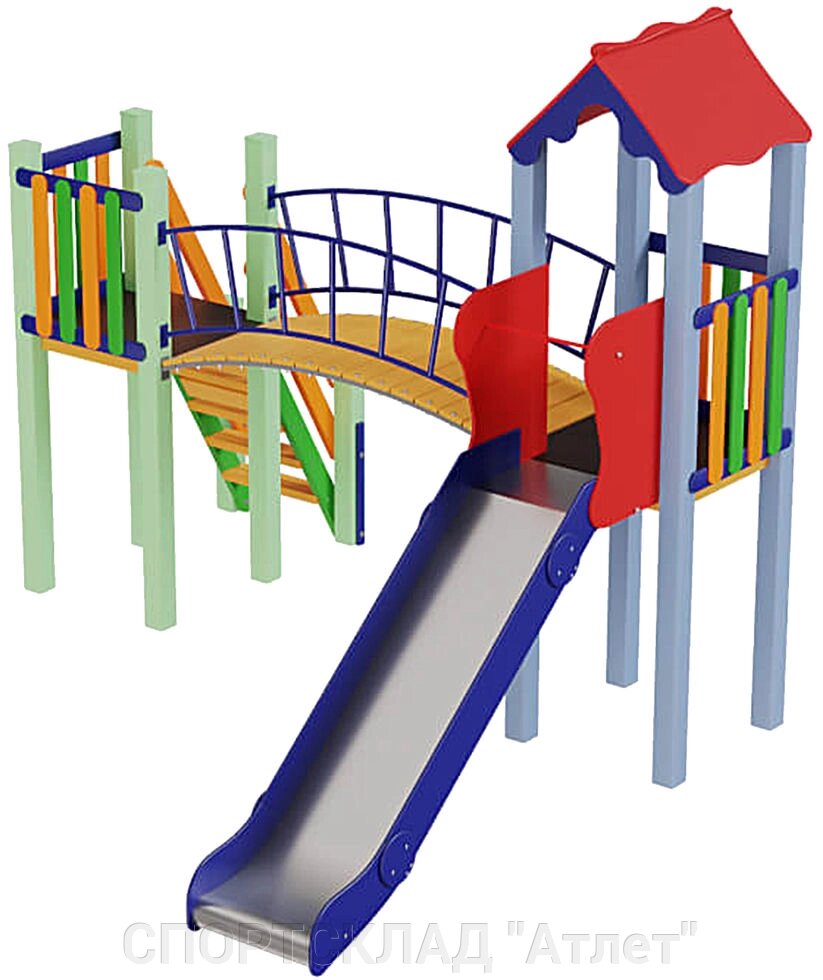 Дитячий комплекс Сонечко (висота гірки 1,2 м; 3,9*3,2*3,4 м) від компанії СПОРТСКЛАД "Атлет" - фото 1