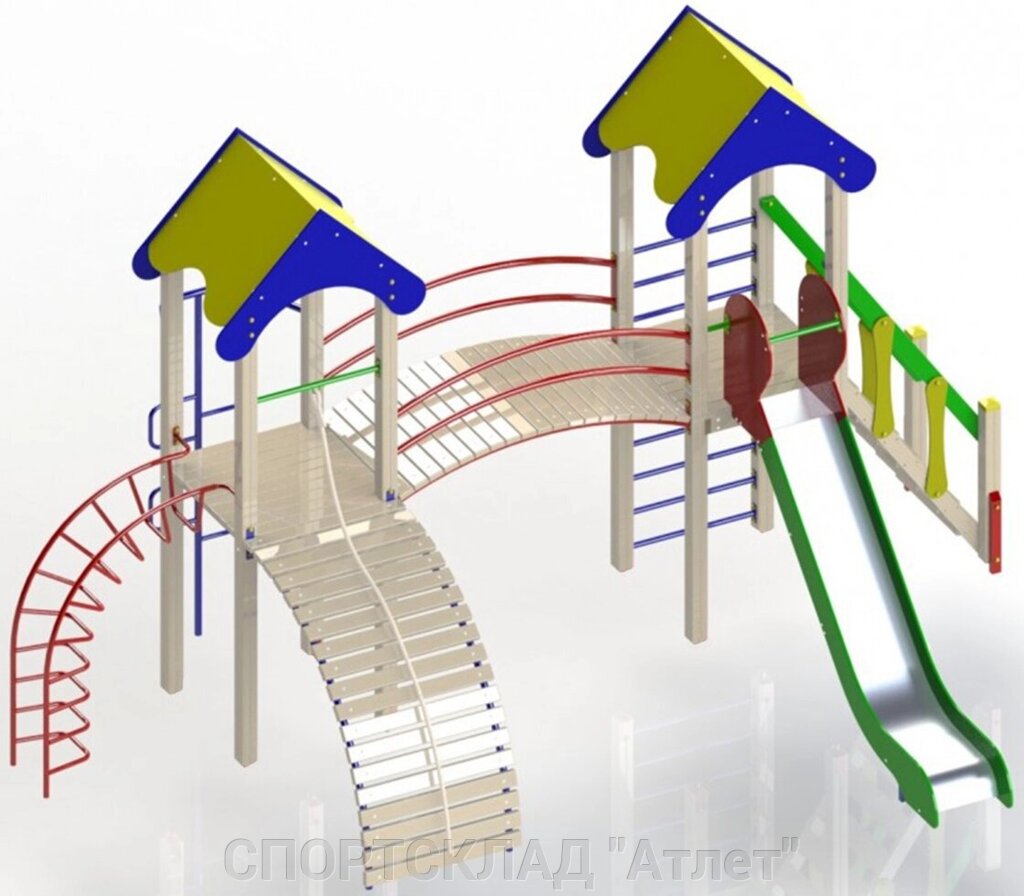 Ігровий комплекс "двухбашенного" (висота гірки 1,2 м) від компанії СПОРТСКЛАД "Атлет" - фото 1
