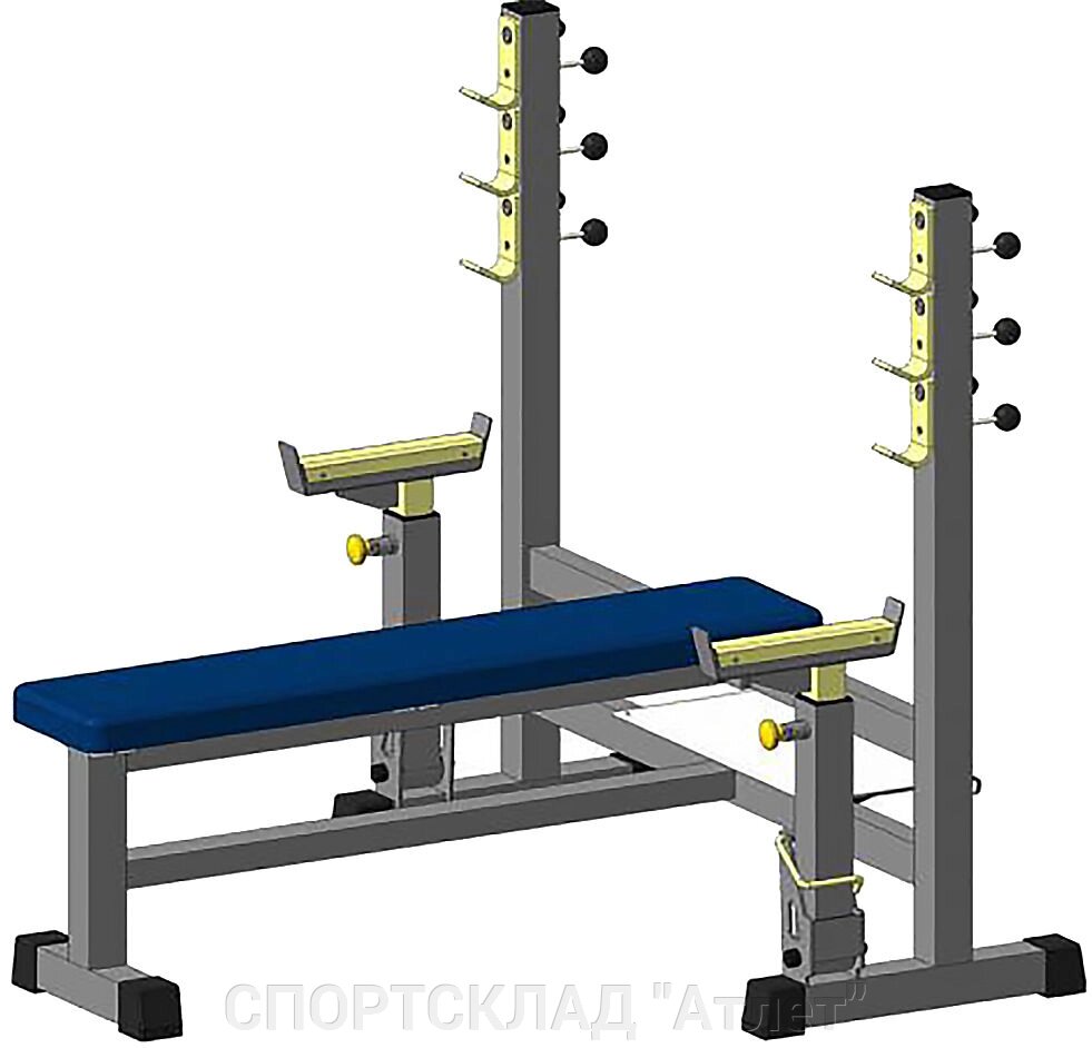 Лава для жиму горизонтальна (зі страхувальними пастками) BT304.1 від компанії СПОРТСКЛАД "Атлет" - фото 1