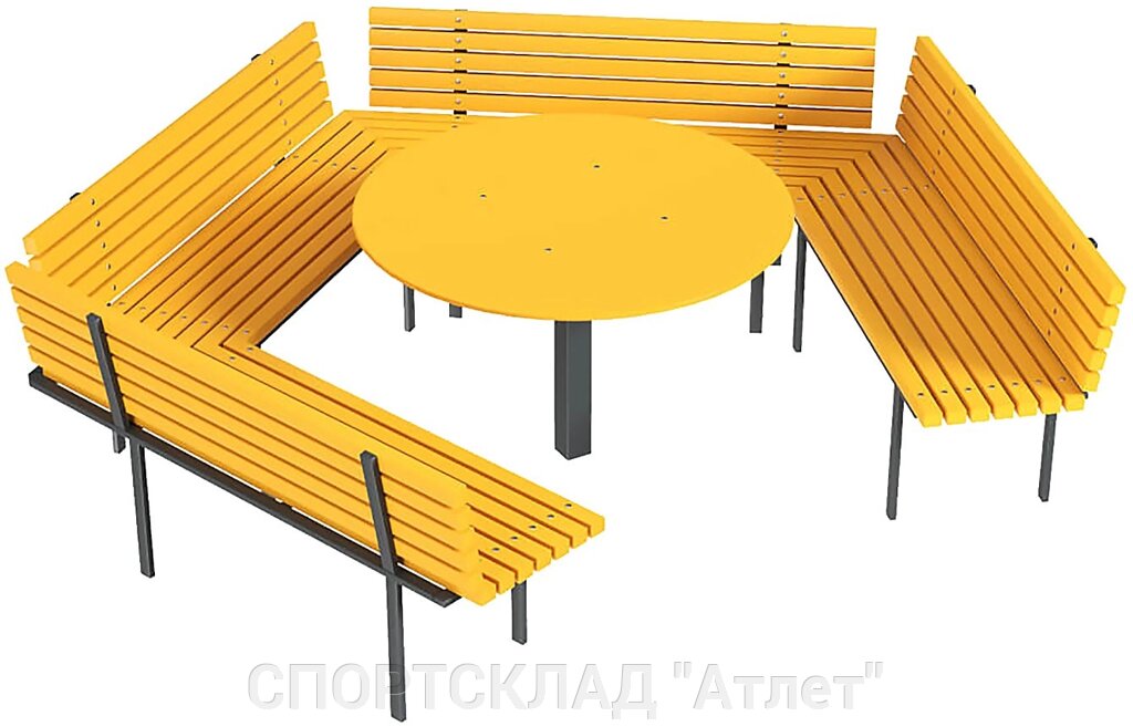 Лавочка зі столиком (D = 3,0 / 1,2; Н = 0,45 / 0,8) від компанії СПОРТСКЛАД "Атлет" - фото 1