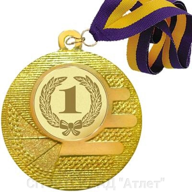 Медаль 01 золото зі стрічкою і жетоном Д 119 від компанії СПОРТСКЛАД "Атлет" - фото 1