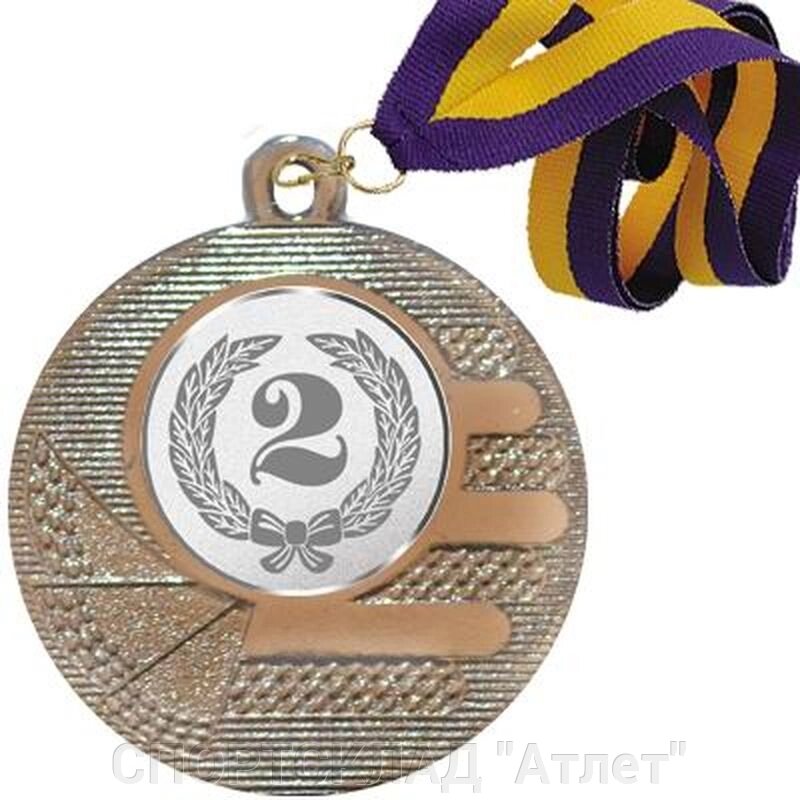 Медаль 02 срібло зі стрічкою і жетоном Д 119 від компанії СПОРТСКЛАД "Атлет" - фото 1