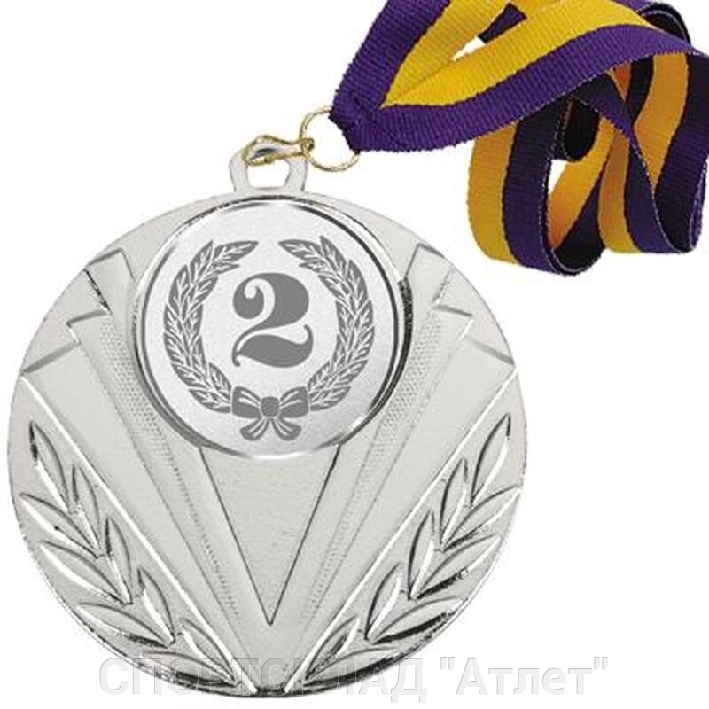 Медаль 02 срібло зі стрічкою і жетоном Д 66 від компанії СПОРТСКЛАД "Атлет" - фото 1