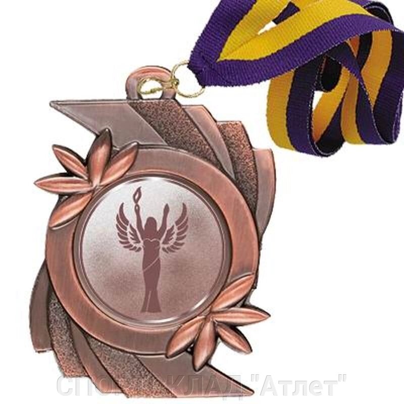 Медаль (41х50 мм) 03 бронза зі стрічкою і жетоном від компанії СПОРТСКЛАД "Атлет" - фото 1
