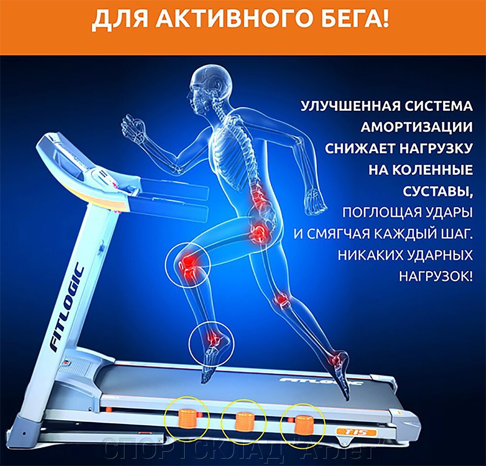 Система амортизации в беговой дорожке FitLogic T15