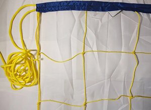 Волейбольна сітка "Економ 15" 9 * 0,9 м з шнуром натягу (осередок 15 см, Ø 2,5 мм) синьо-жовта