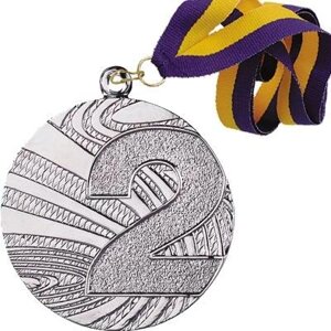 Медаль 02 срібло зі стрічкою