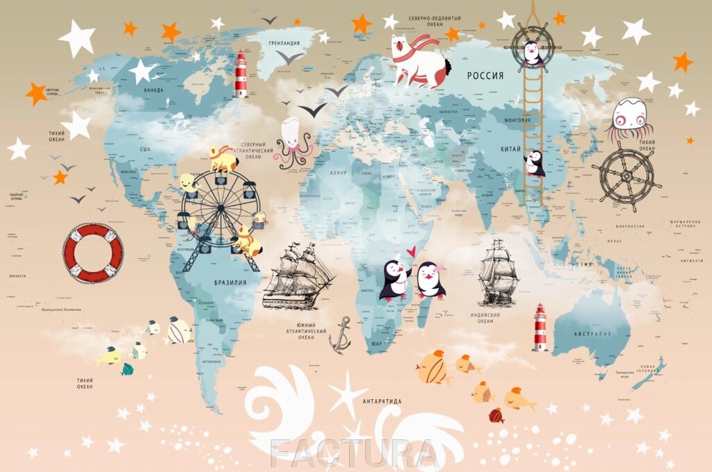 Карта світу новий 2_3 від компанії FACTURA - фото 1