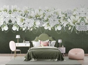 Wall Mural White Flowers 2