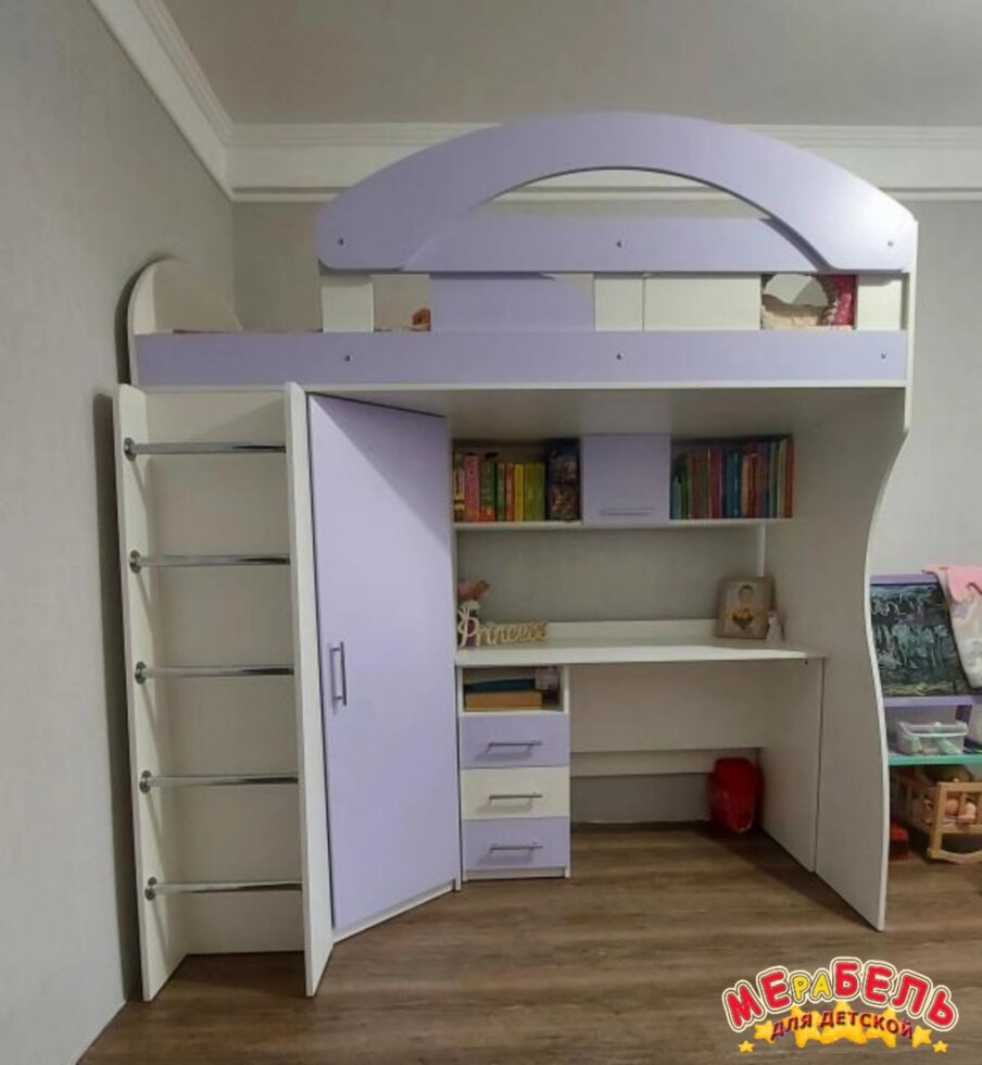 Детская кровать-чердак с мобильным столом и угловым шкафом К9-4 Merabel ##от компании## Мерабель - ##фото## 1