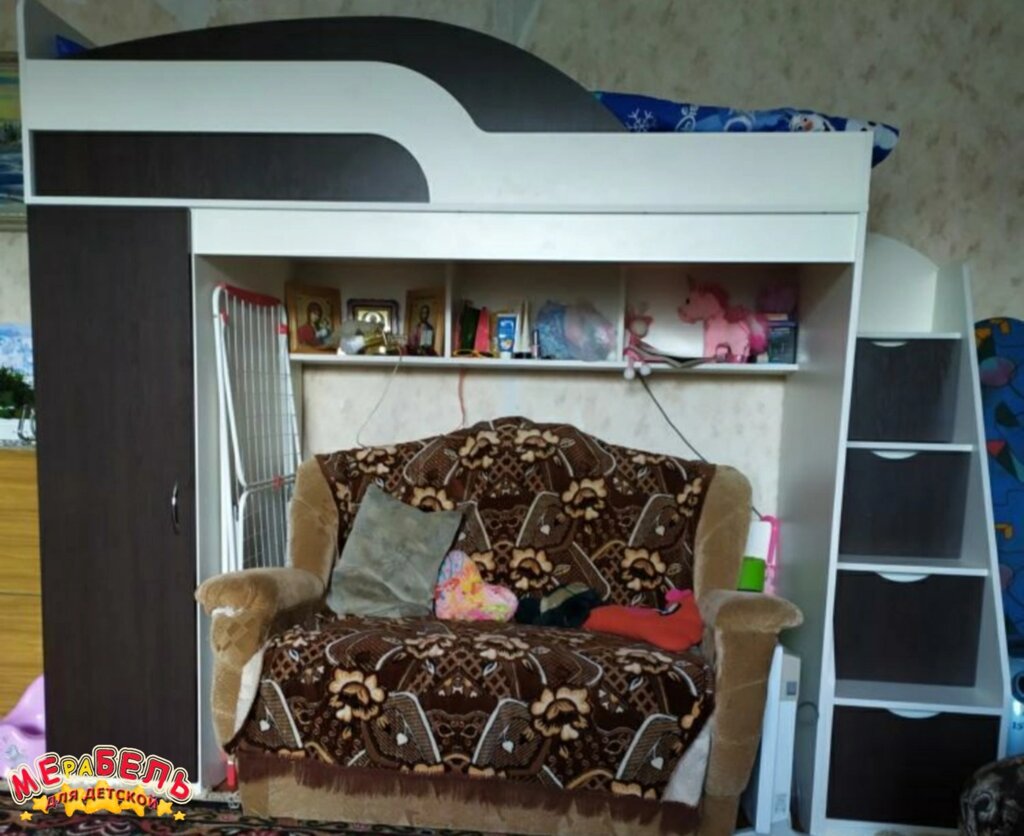 Дитяче ліжко-горище з пеналом і сходами-комодом КЛ39-3 Merabel від компанії Мерабель - фото 1