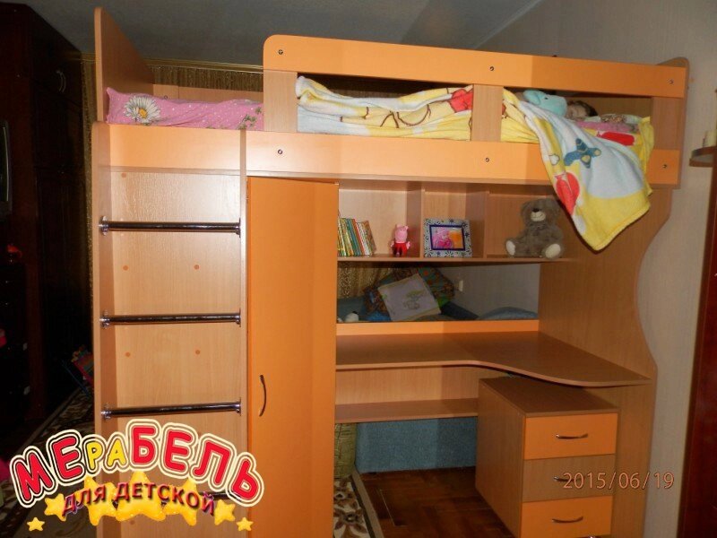 Дитяче ліжко-горище з робочою зоною і кутовою шафою К11 Merabel від компанії Мерабель - фото 1