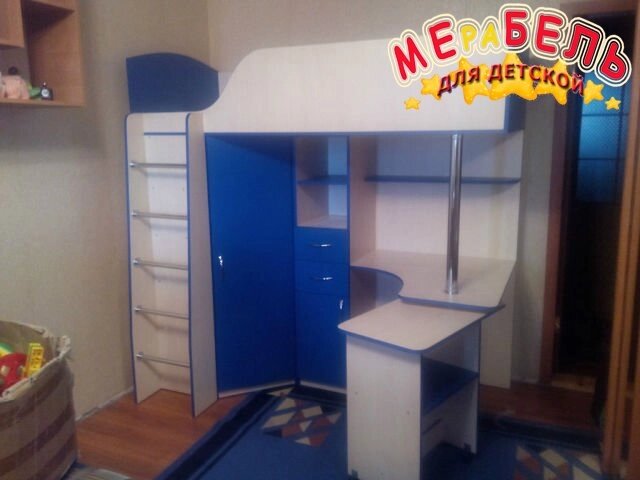 Дитяче ліжко-горище з робочою зоною і кутовою шафою К3-2 Merabel від компанії Мерабель - фото 1