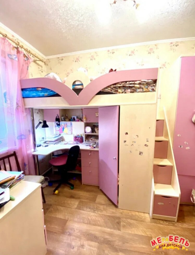 Дитяче ліжко-горище з робочою зоною, кутовою шафою і сходами-комодом КЛ32 Merabel від компанії Мерабель - фото 1