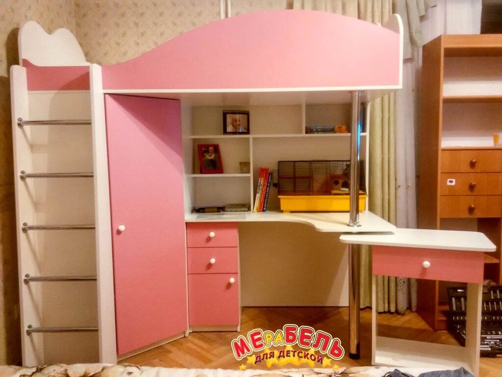 Дитяче ліжко-горище з висувним столом і кутовою шафою К26-3 Merabel від компанії Мерабель - фото 1
