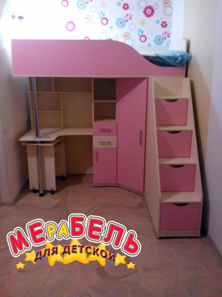 Дитяче ліжко-горище з висувним столом і кутовою шафою КЛ24 Merabel від компанії Мерабель - фото 1