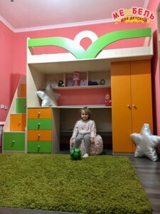 Дитяче ліжко-горище з робочою зоною, шафою і сходами-комодом КЛ5-5 Merabel