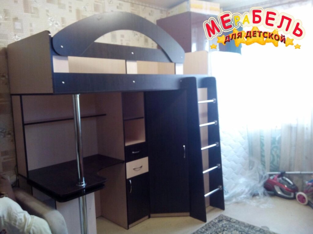 Дитяче ліжко-горище з висувним столом і кутовою шафою К29 Merabel - фото