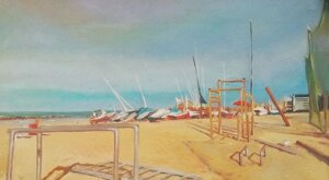 Картина морской пейзаж "Пляж в Пезаро"