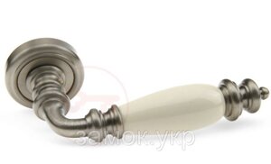 Дверна ручка з латуні Fadex Siena Ceramic нікель матовий \ бежевий (Італія)