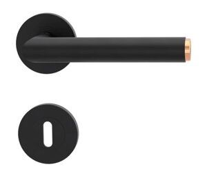 Ручка на розетці для дверей GriffWerk Lucia Select + накладка на ключ чорний графіт/мідь (Німеччина)
