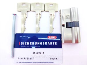 Циліндр замка Abus S60P ключ/ключ сатиновий нікель (Німеччина) 75 мм 30/45