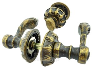 Дверна ручка RDA Antique Collection c накладками-поворотниками, бронза антична (Китай)