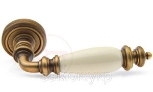 Дверна ручка з латуні Fadex Siena Ceramic V матова бронза \ бежевий (Італія)