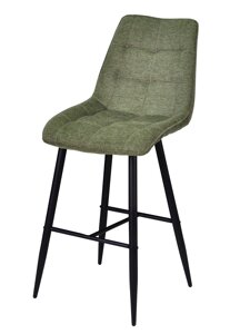 Барний стілець з м'якою оббивкою на чорних металевих ніжках Alabama Bar 75-BK текстиль олива BREGO-77