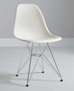 Стілець Тауер Eames DSR Chair білий пластик хромовані ноги, дизайн Charles&Ray Eames
