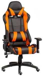 Геймерське крісло ExtremeRace black-orangе, з поперековим валиком і подушкою підголівником