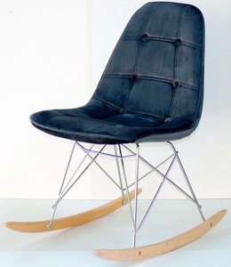 Крісло гойдалка Alex Rack велюр сірий В-3, Charles Eames Rocker Shell
