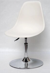 Стілець Nik CH-BASE молочний 56 пластик, хромована опора-блин, дизайн Charles and Ray Eames