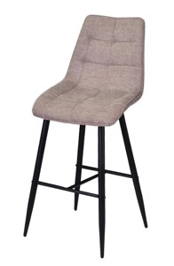 Барний стілець з м'якою оббивкою на чорних металевих ніжках Alabama Bar 75-BK текстиль бежевий BREGO-34