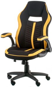 Офісне крісло — геймерське крісло Prime black — yellow екошкіра