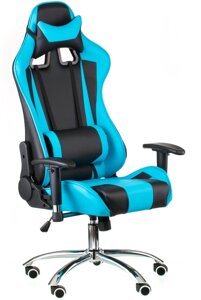 Геймерське крісло еxtremeRacе black — bluе, з поперековим валиком і подушкою підголівником