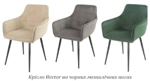 Крісло м'яке Hector (Гектор) оксамит, на чорних металевих ніжках