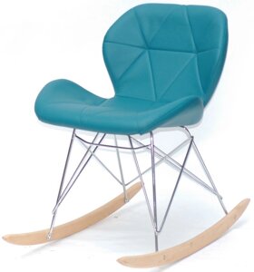 Крісло гойдалка Invar Rack Eames RAR шкірозамінників зелений 02 (Морська хвиля), Charles Eames Rocker Shell, код: 9913