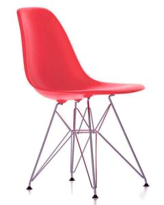 Стілець Тауер Eames DSR Chair червоний пластик, хромовані ноги, дизайн Charles&Ray Eames