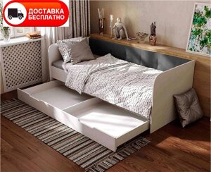 Ліжко односпальне Valencia оббивка велюр Dark Grey темно-сіре спальне місце 1900х800 мм із шухлядою для білизни