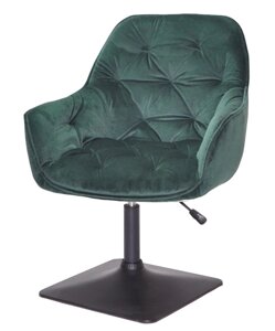 Крісло Cherry 4-BK-Base, на чорній квадратній опорі з регулюванням висоти, м'яка оббивка Оксамит зелений OR-853