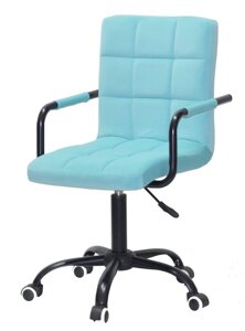 Крісло Augusto-Arm BK-Office велюр блакитний В-1019, на колесах із регулюванням висоти