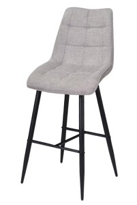 Барний стілець з м'якою оббивкою на чорних металевих ніжках Alabama Bar 75-BK текстиль сірий BREGO-10